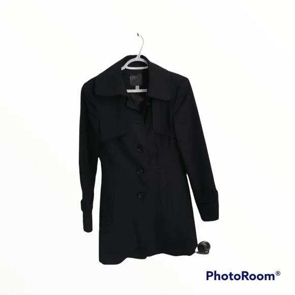 Black Trench coat 100% whool - Picture 3 of 9